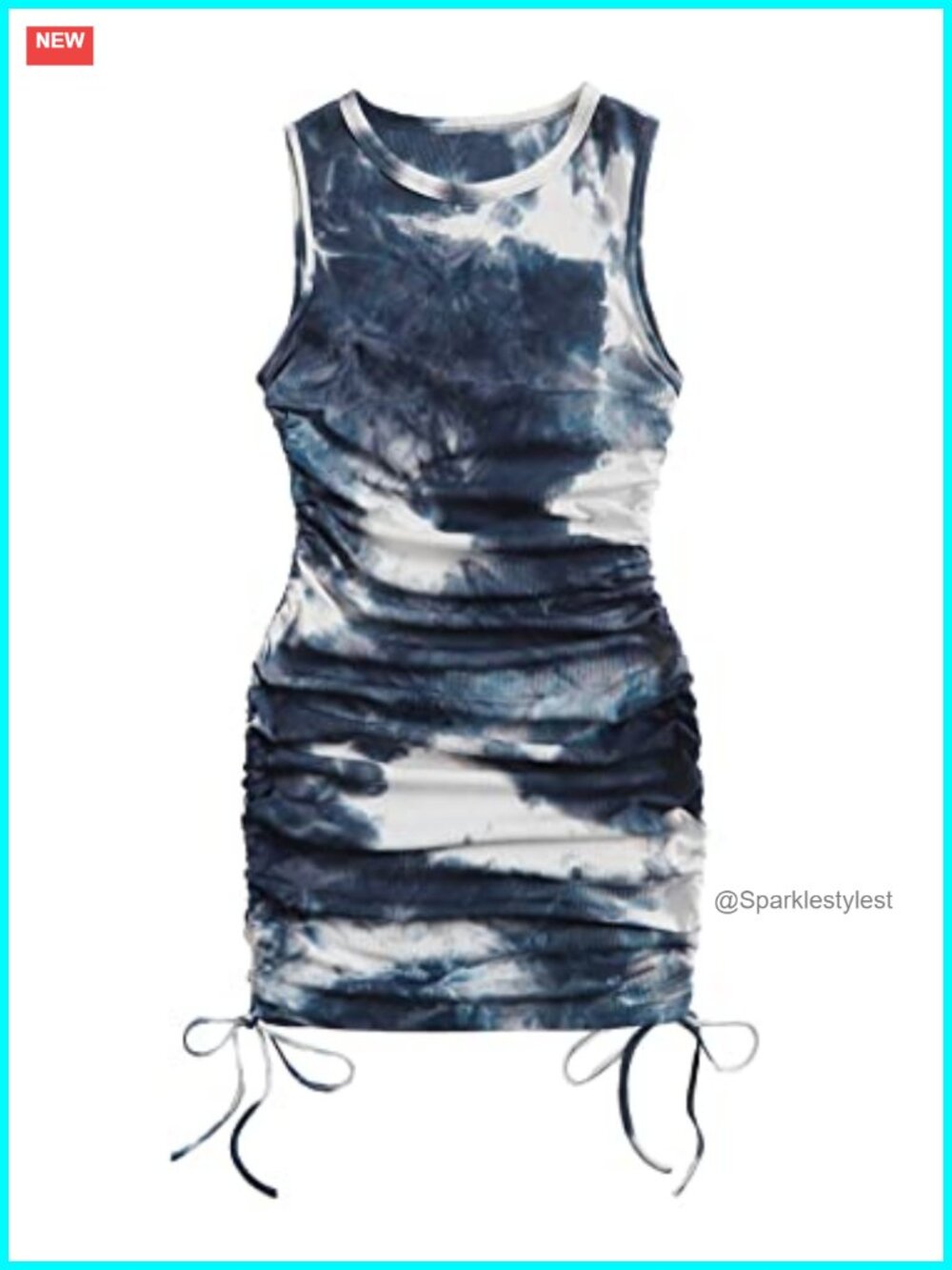 Tie Dye Ruched Bodycon Mini Dress Sleeveless Tank Going Out Sundress